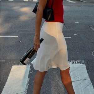 Midi slip skirt in white